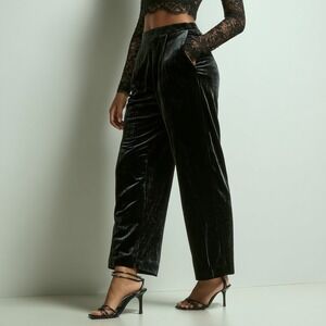 Sigrid Olsen Women's Black Velour Wide Leg Pants 10 Pleated Dark Elegant Goth